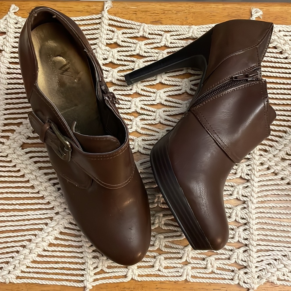 Worthington Brown Leather Heeled Boots